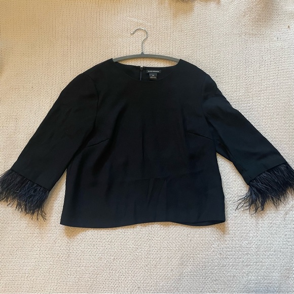 Club Monaco Tops - Club Monaco Black Cropped Feather Blouse